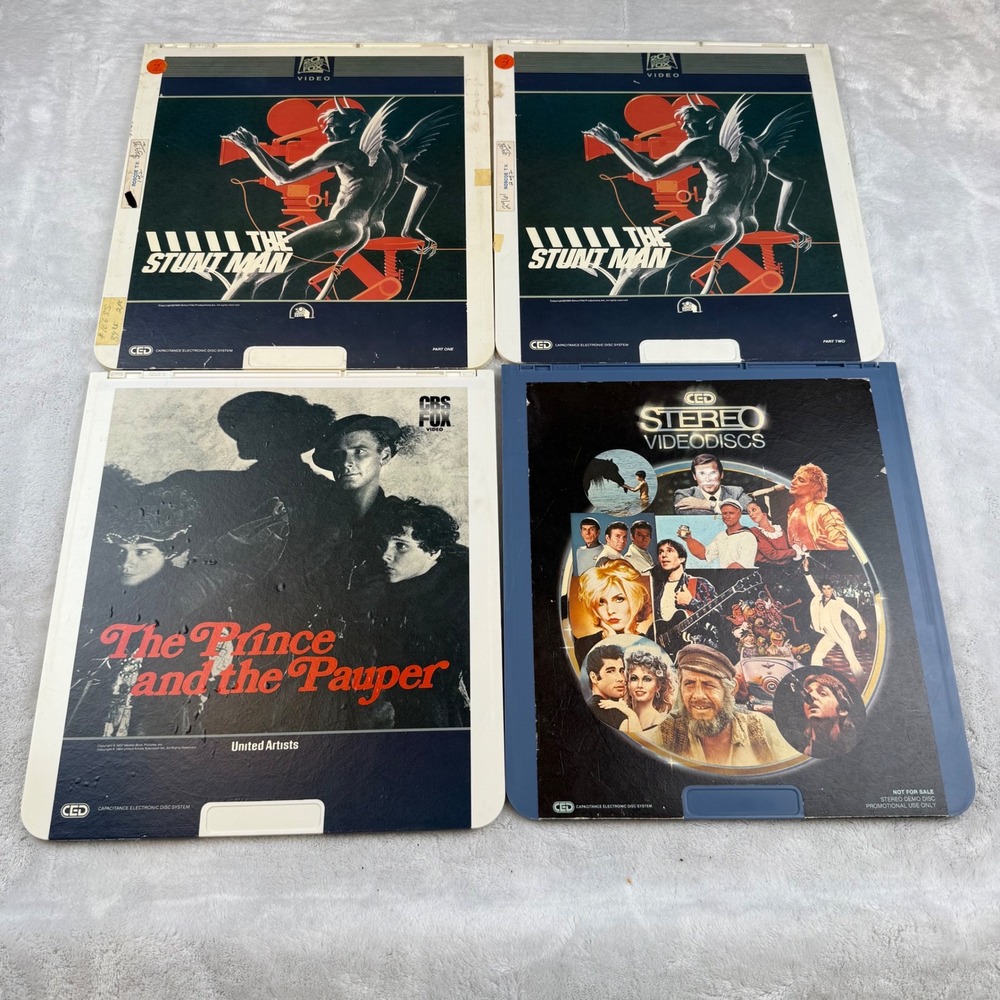 CED Videodiscs Lot of 4 The Stunt Man, Stereo Videodiscs, Prince and the Pauper